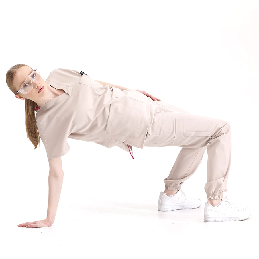 Krem Jogger  Scrubs Takım Lüks Likralı Kumaş