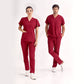 Bordo Dr. Greys  Scrubs Takım Lüks Likralı Kumaş