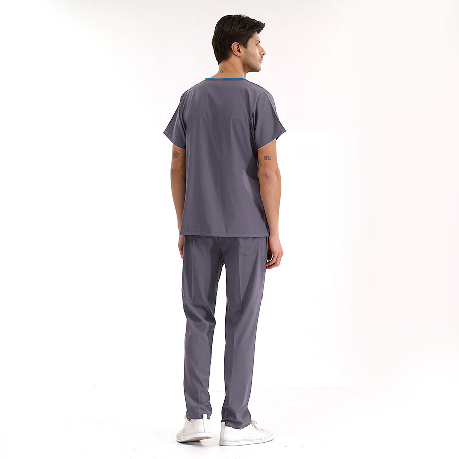 Kurşuni Gri Dr. Greys  Scrubs Takım Lüks Likralı Kumaş