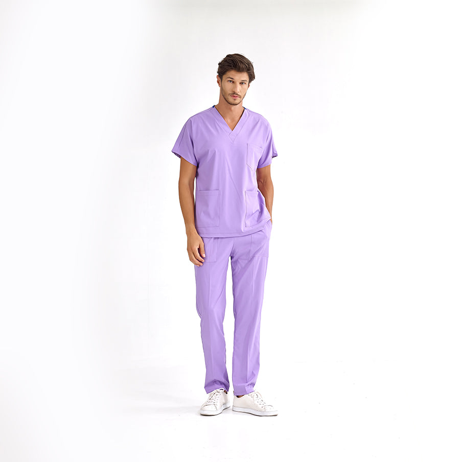 Lila Dr. Greys  Scrubs Takım Lüks Likralı Kumaş