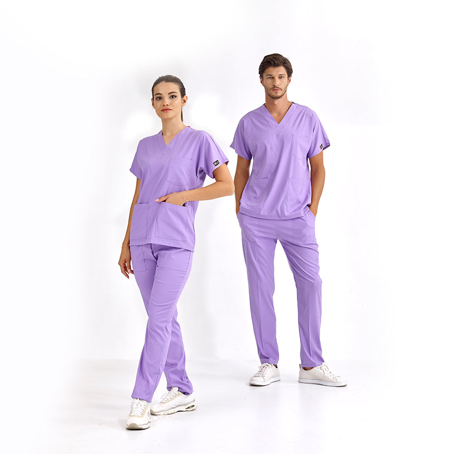 Lila Dr. Greys  Scrubs Takım Lüks Likralı Kumaş