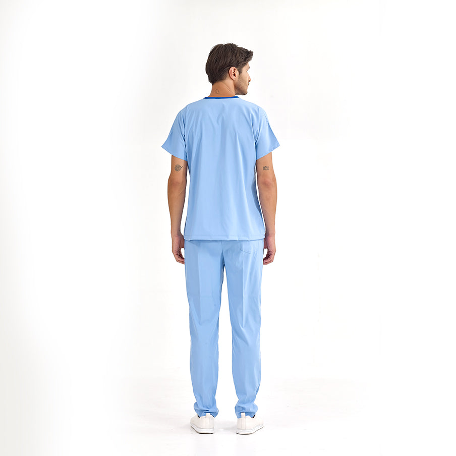 Açık Mavi Dr. Greys  Scrubs Takım Lüks Likralı Kumaş
