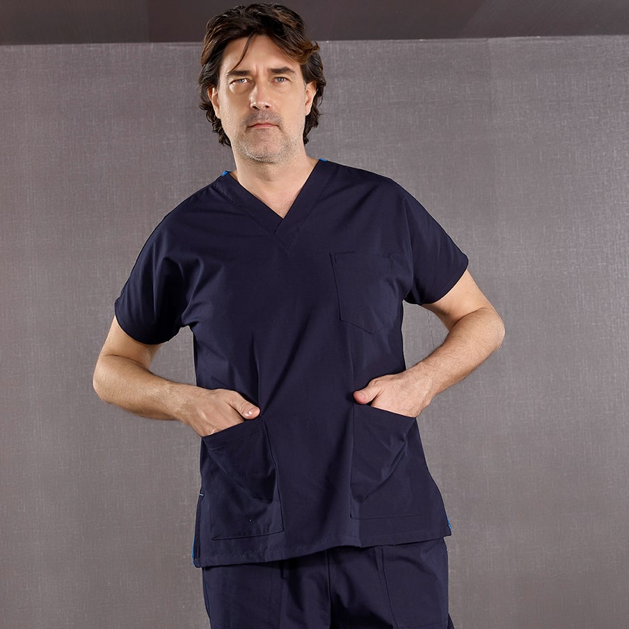 Lacivert Dr. Greys  Scrubs Takım Terikoton Kumaş