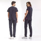 Lacivert Dr. Greys  Scrubs Takım Lüks Likralı Kumaş