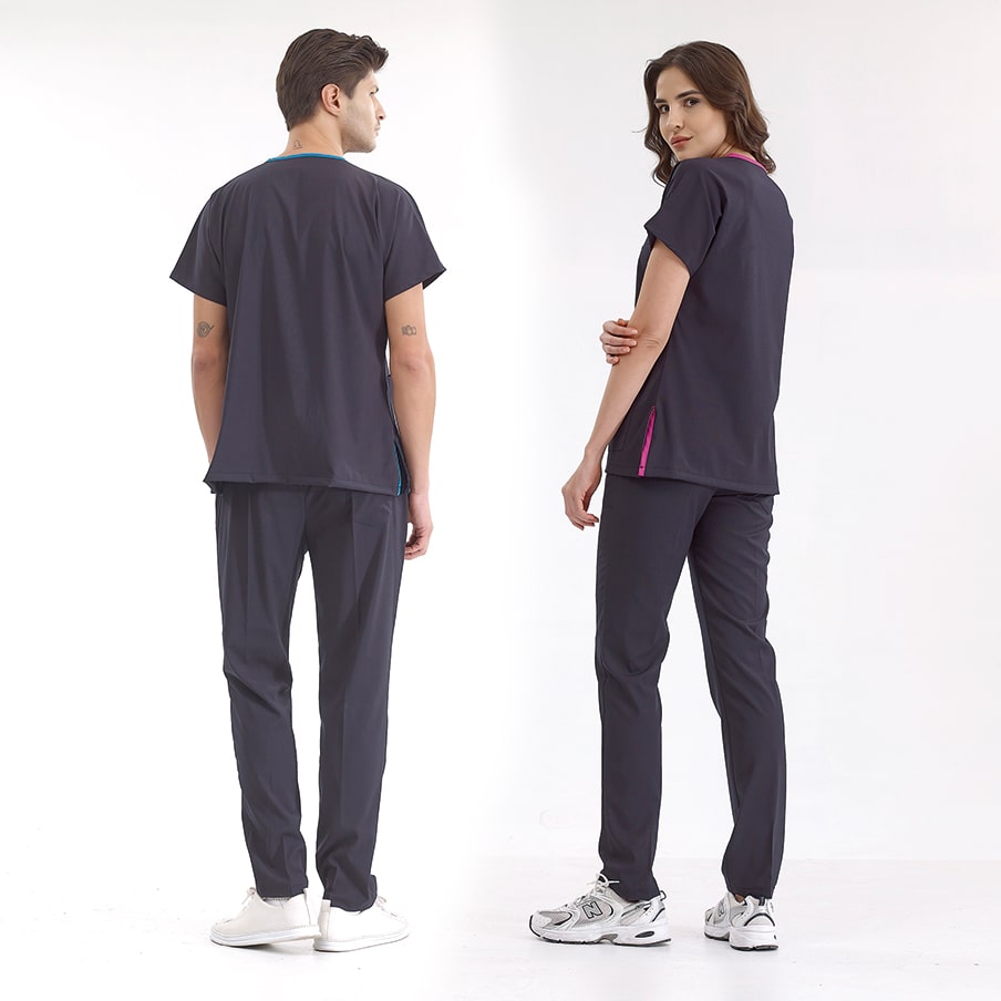 Lacivert Dr. Greys  Scrubs Takım Lüks Likralı Kumaş