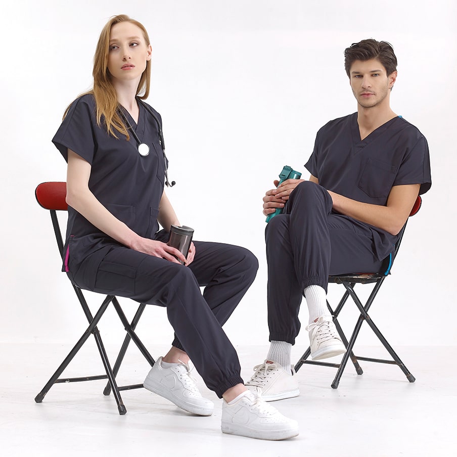 Lacivert Jogger  Scrubs Takım Lüks Likralı Kumaş