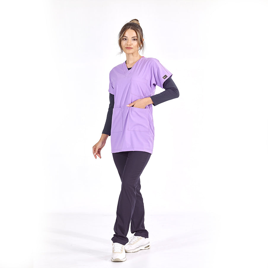 Lila Greys Tunik Boy Tesettür  Forma Tek Üst Lüks Likralı Kumaş