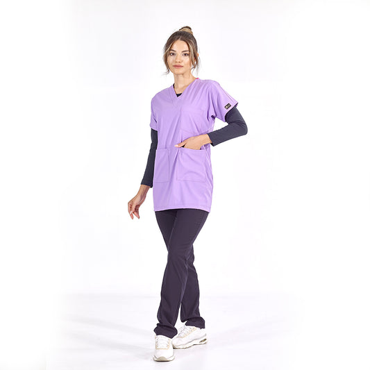 Lila Greys Tunik Boy Tesettür  Forma Tek Üst Lüks Likralı Kumaş