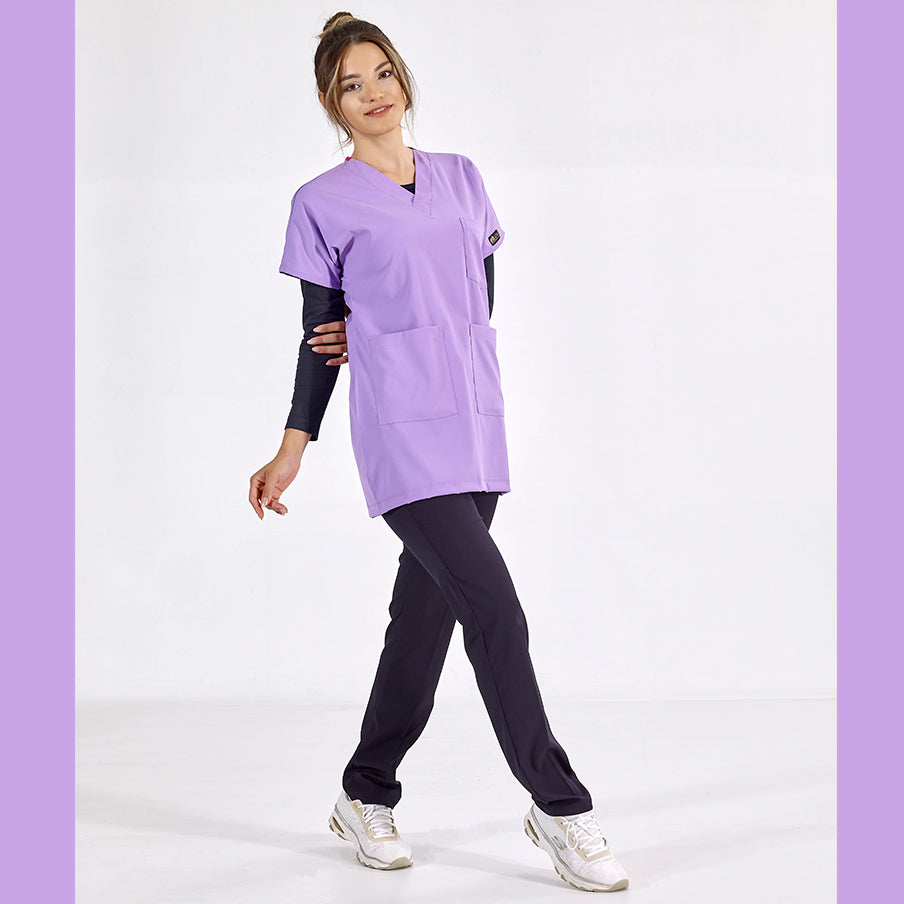 Lila Greys Tunik Boy Tesettür  Forma Tek Üst Lüks Likralı Kumaş