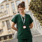 Avcı Yeşili Dr. Greys  Scrubs Takım Lüks Likralı Kumaş