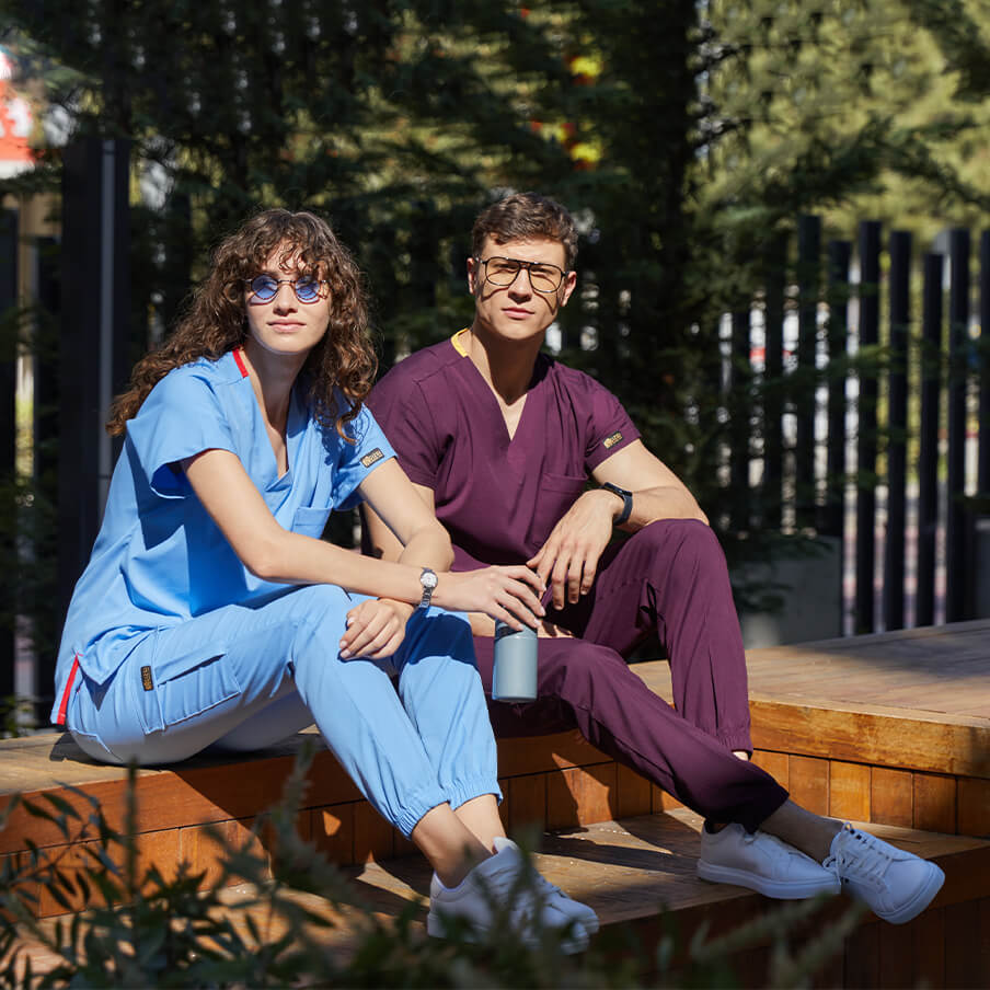 Açık Mavi Jogger  Scrubs Takım Lüks Likralı Kumaş