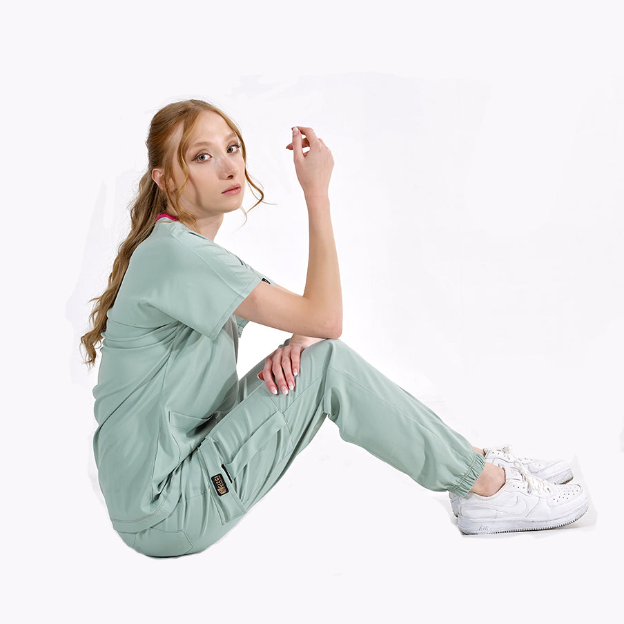 Mint Yeşili Jogger  Scrubs Takım Lüks Likralı Kumaş