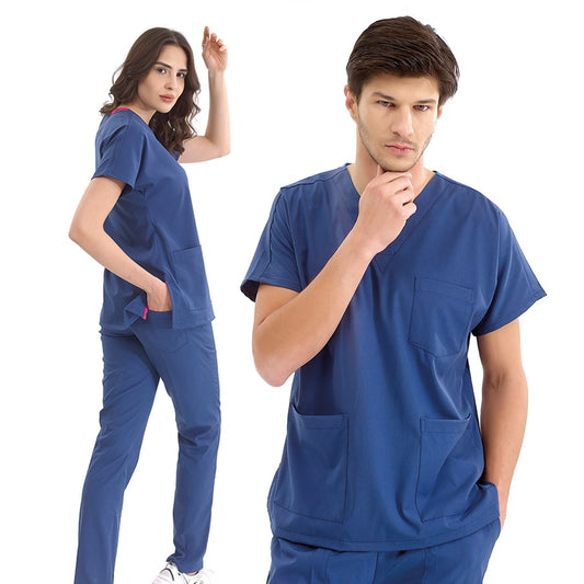 Petrol Mavisi Dr. Greys  Scrubs Takım Lüks Likralı Kumaş