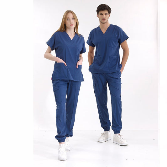 Petrol Mavisi Jogger  Scrubs Takım Lüks Likralı Kumaş