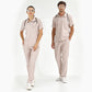 Krem Polo Yaka  Scrubs Takım Lüks Likralı Kumaş