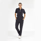 Lacivert Polo Yaka  Scrubs Takım Lüks Likralı Kumaş