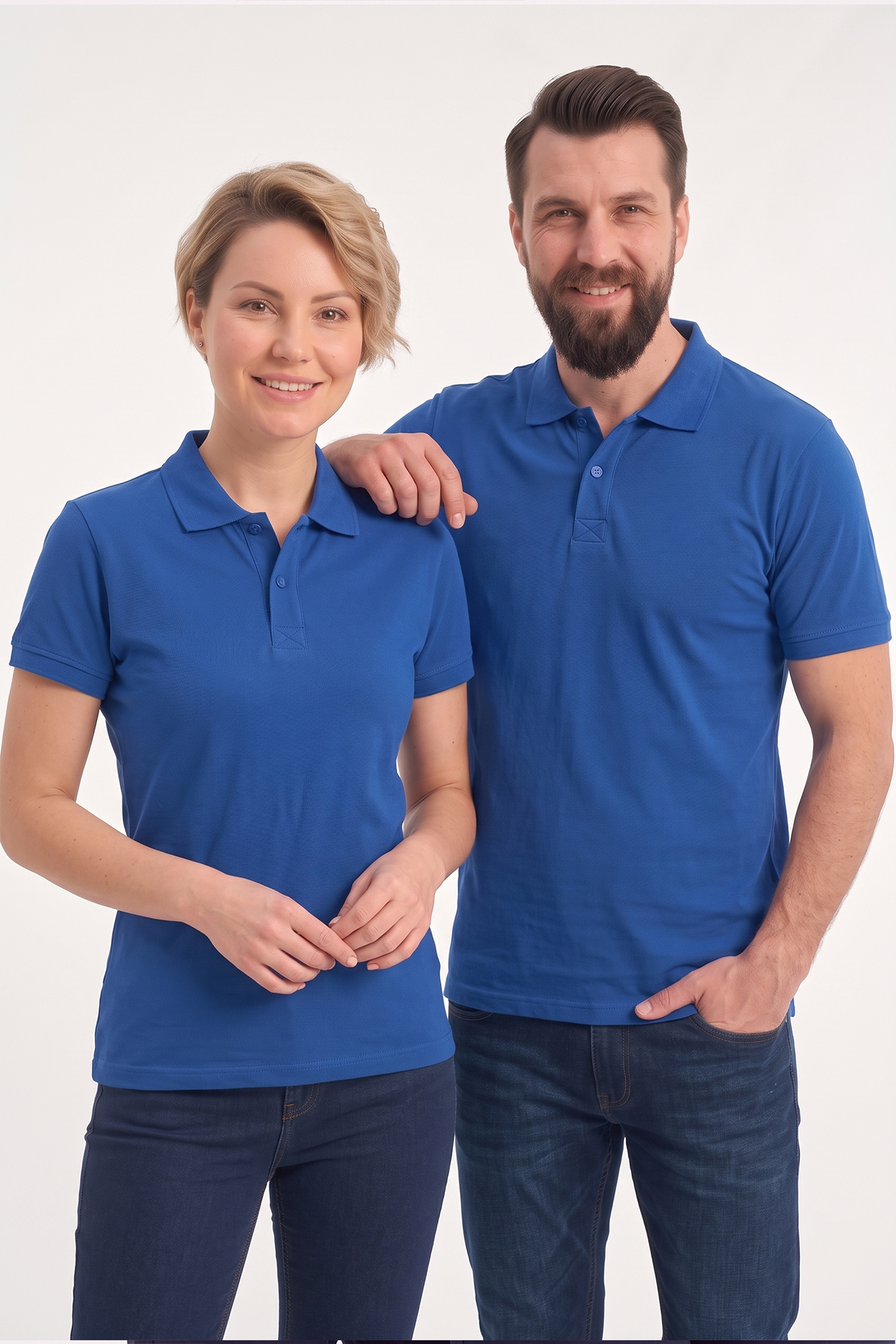 Saks Mavisi Polo Yaka Kısa Kol İş Tişörtü Penye Lacoste Kumaş