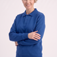 Saks Mavisi Polo Yaka İş Sweatshirt 3 İplik Şardonlu