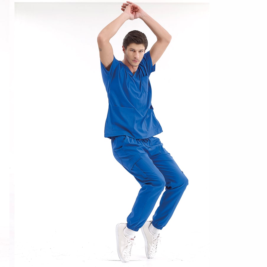 Saks Mavisi Jogger  Scrubs Takım Lüks Likralı Kumaş