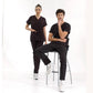 Siyah Dr. Greys  Scrubs Takım Lüks Likralı Kumaş