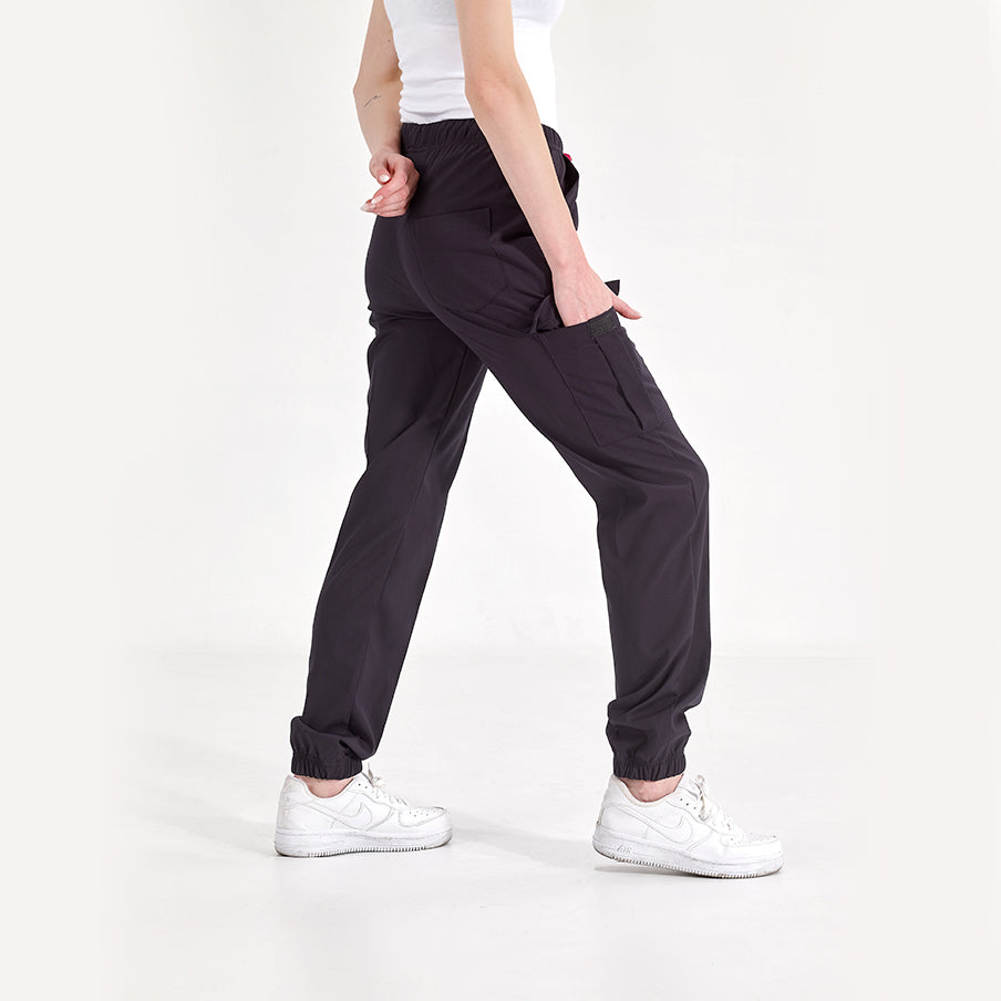 Siyah Jogger Doktor Hemşire Pantolonu (Tek Alt) Lüks Likralı Kumaş
