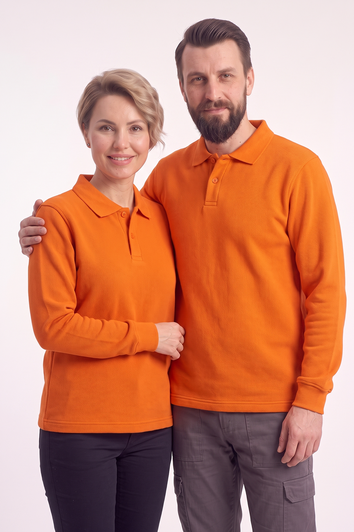 Turuncu Polo Yaka İş Sweatshirt 3 İplik