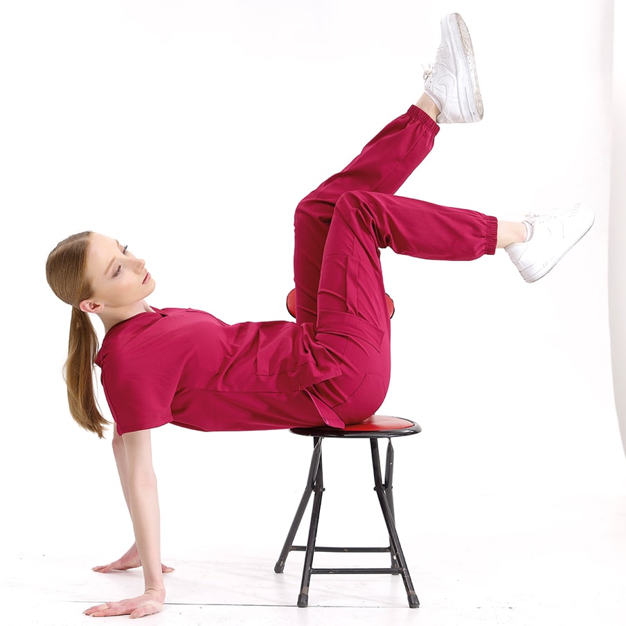 Vişne Jogger  Scrubs Takım Lüks Likralı Kumaş
