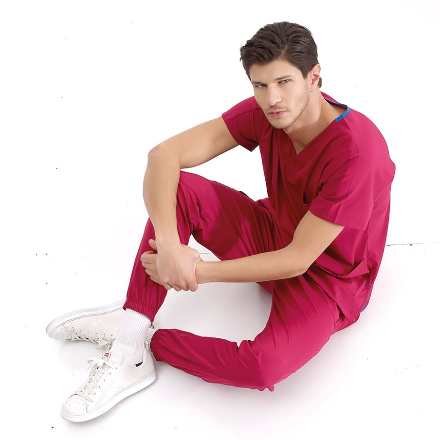 Vişne Jogger  Scrubs Takım Lüks Likralı Kumaş