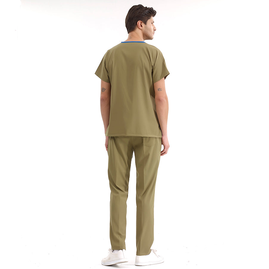Haki Dr. Greys  Scrubs Takım Lüks Likralı Kumaş