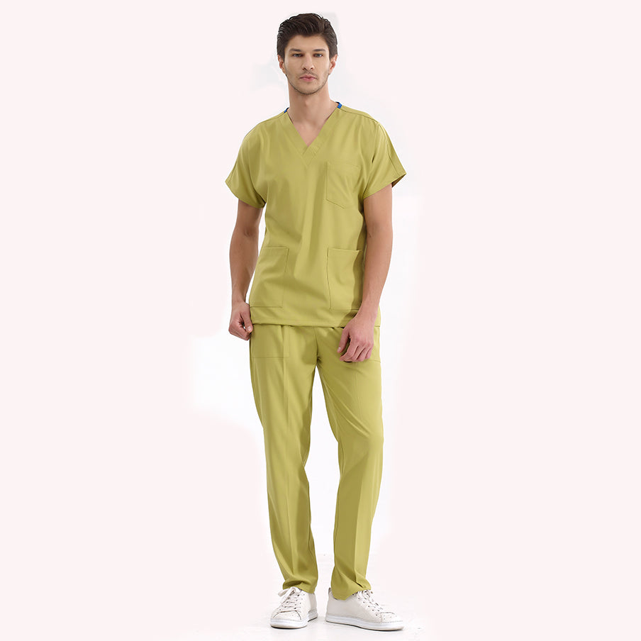 Antep Fıstığı Dr. Greys  Scrubs Takım Lüks Likralı Kumaş