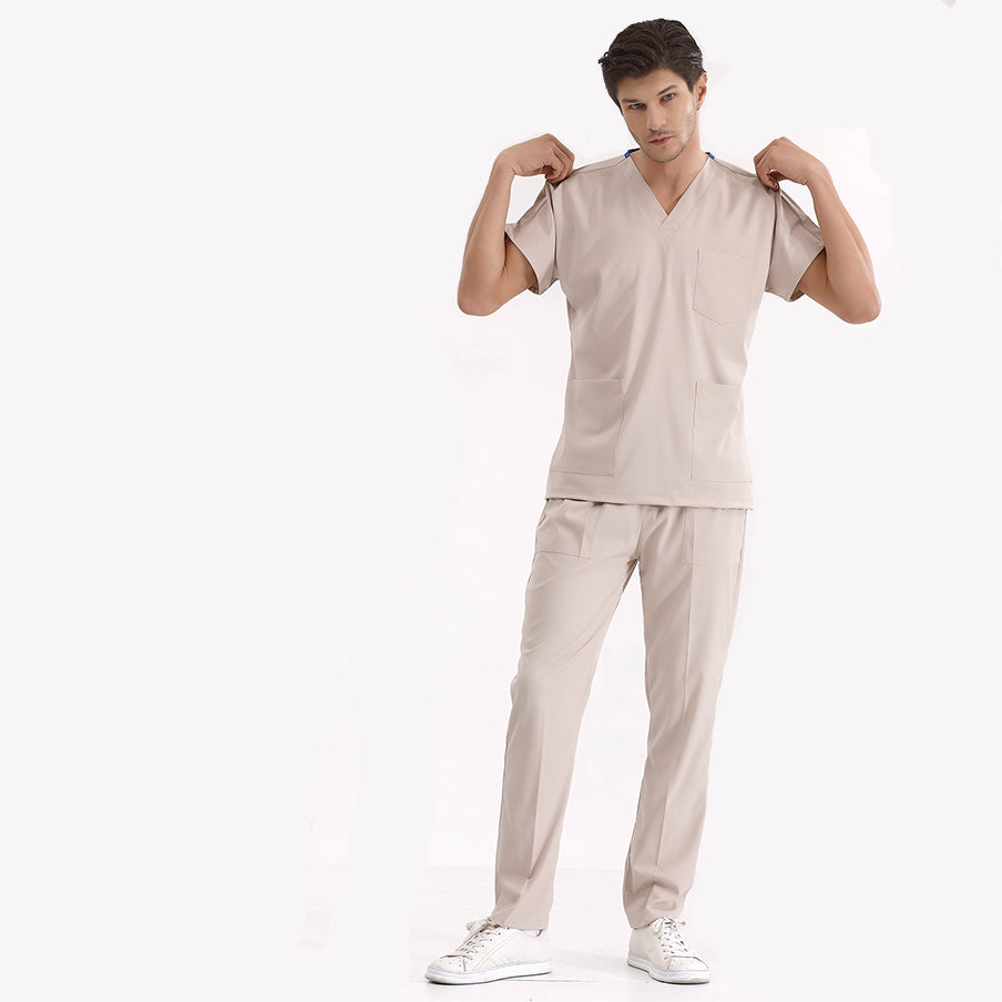 Krem Dr. Greys  Scrubs Takım Lüks Likralı Kumaş