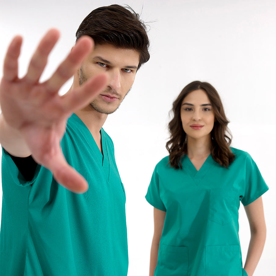 Ameliyathane Yeşili Dr. Greys  Scrubs Takım Lüks Likralı Kumaş