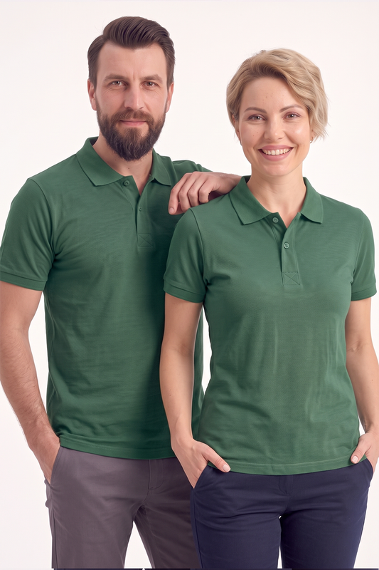 Avcı Yeşili Polo Yaka Kısa Kol İş Tişörtü Penye Lacoste Kumaş