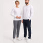 Beyaz %100 Pamuk Penye Yuvarlak Yaka Sweatshirt Uzun Kol