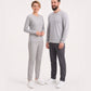 Gri Melanj %100 Pamuk Penye Yuvarlak Yaka Sweatshirt Uzun Kol