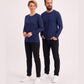 Lacivert %100 Pamuk Penye Yuvarlak Yaka Sweatshirt Uzun Kol