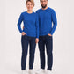 Saks Mavisi %100 Pamuk Penye Yuvarlak Yaka Sweatshirt Uzun Kol